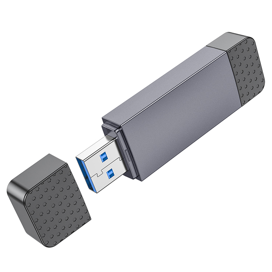 Переходник/Адаптер HOCO HB45 Spirit 2 в 1 USB2.0 (m) / Type-C (m) - TF/SD, черный фото