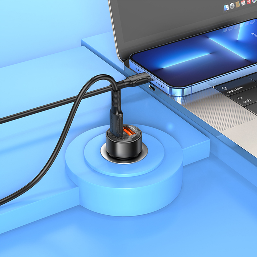 Автомобильное зарядное устройство BOROFONE BZ20 Smart, 1xUSB + 1xUSB-C, 38W, черный фото