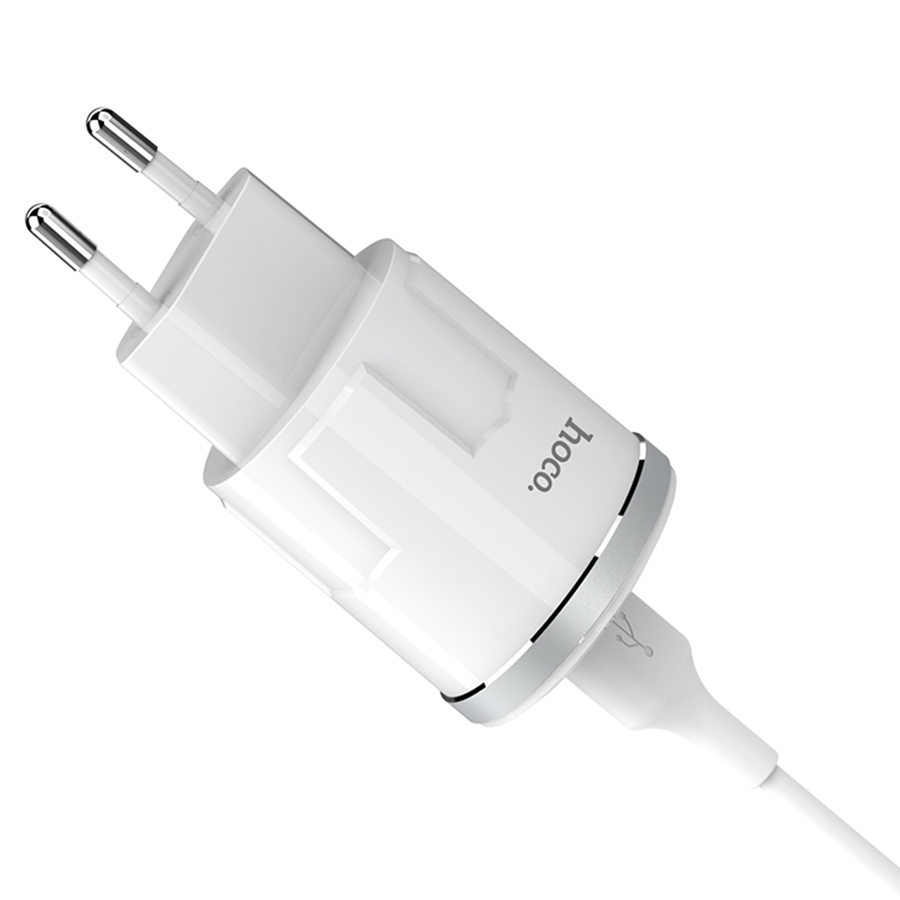 Сетевое зарядное устройство HOCO C37A Thunder 1xUSB с Кабелем USB - Lightning, 2.4A, 10.8W, белый фото