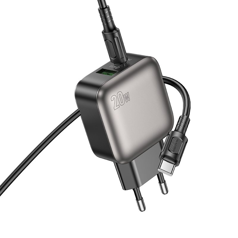 Сетевое зарядное устройство BOROFONE BAS54A Absolute 1xUSB + 1xUSB-C с Кабелем Type-C - Type-C, 3A, 20W, черный фото