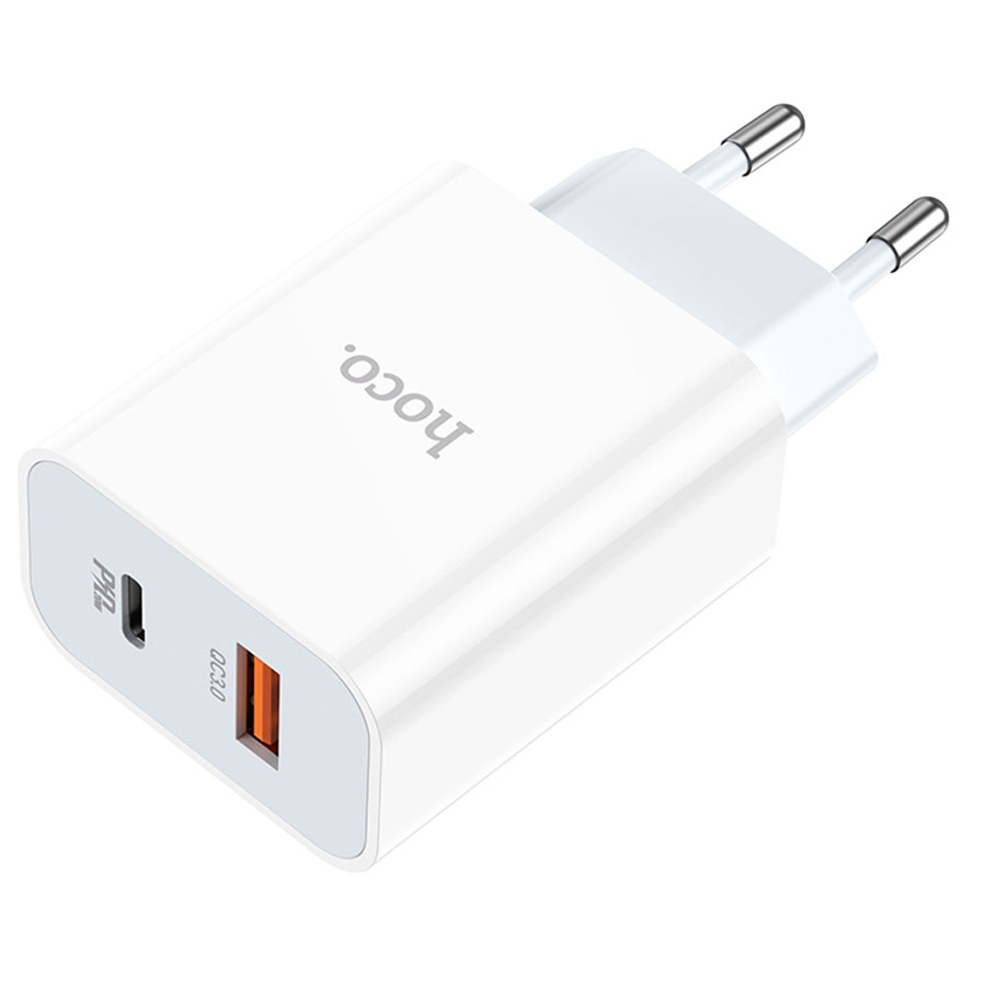Сетевое зарядное устройство HOCO C97A 1xUSB + 1xUSB-C, 3.0A, 20W, белый фото