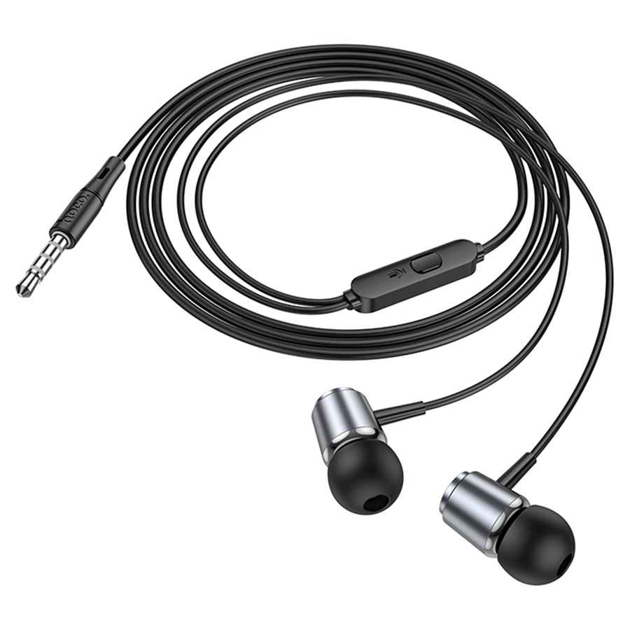 Проводные наушники HOCO M108 Spring, Jack 3.5mm, 1.2 м, серый металлик фото