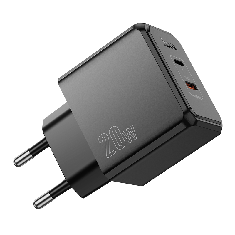 Сетевое зарядное устройство HOCO CS16A Wish 1xUSB-C + 1x Lightning, 20W, черный фото