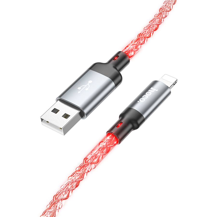 Кабель USB HOCO U112 Shine USB - Lightning, 2.4А, 1 м, серый оптом недорого с доставкой Кабель USB HOCO U112 Shine USB - Lightning, 2.4А, 1 м, серый фото