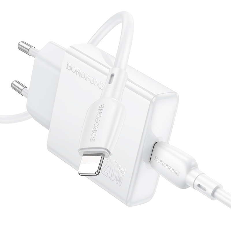 Сетевое зарядное устройство BOROFONE BN23 Wish 1xUSB-C с Кабелем Type-C - Lightning, 20W, белый фото