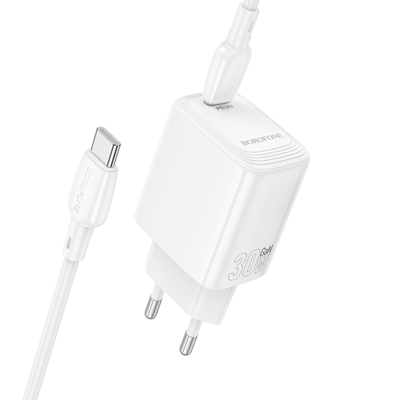 Сетевое зарядное устройство BOROFONE BN28 Fuente 1xUSB-C с Кабелем Type-C - Type-C, 30W, белый фото