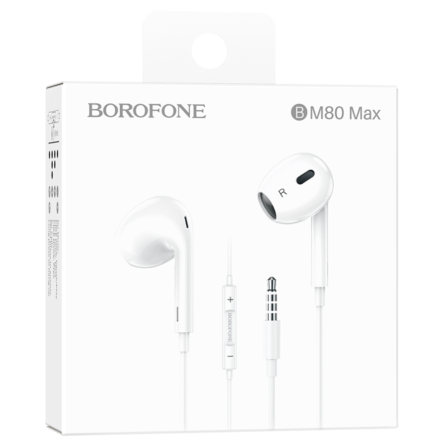 Проводные наушники BOROFONE BM80 Max Gorgeous, Jack 3.5mm, 1.2 м, белый фото