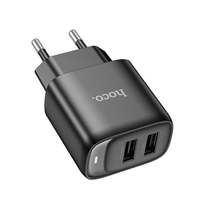 Сетевое зарядное устройство HOCO C141A Smart 2xUSB, 2.1A, черный фото
