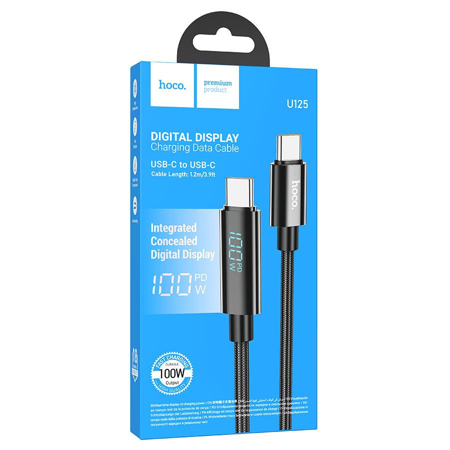 Кабель USB-C HOCO U125 Benefit Type-C - Type-C, 5A, 100W, 1.2 м, черный фото