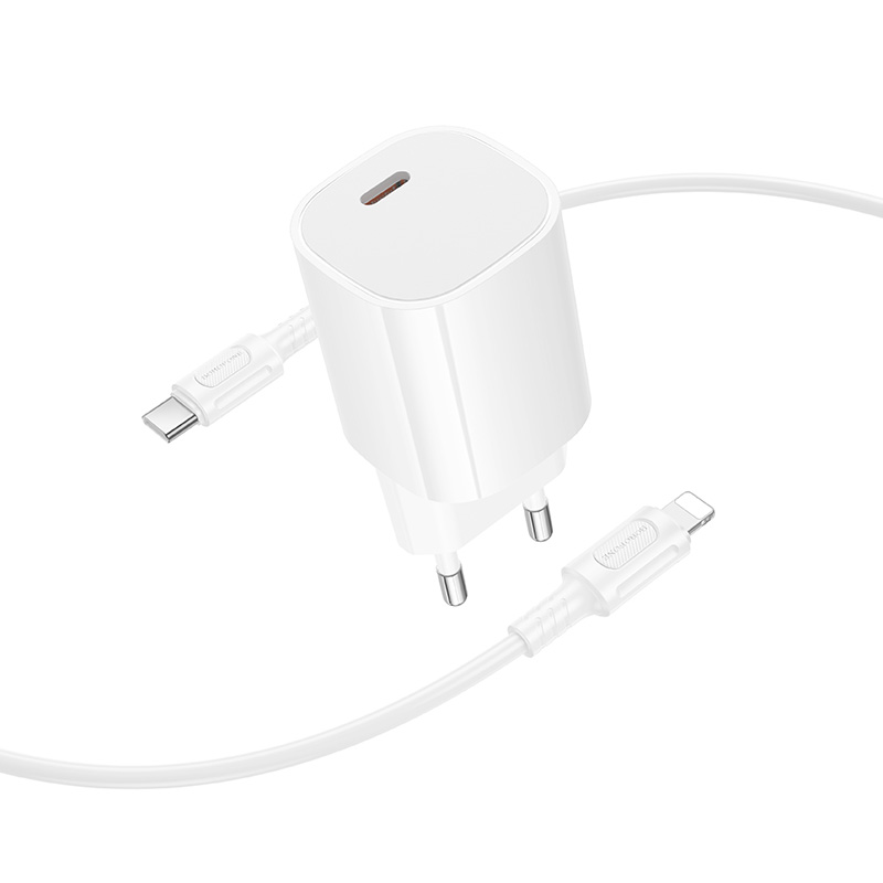 Сетевое зарядное устройство BOROFONE BA103A Pudding 1xUSB-C с Кабелем Type-C - Lightning, 20W, белый фото