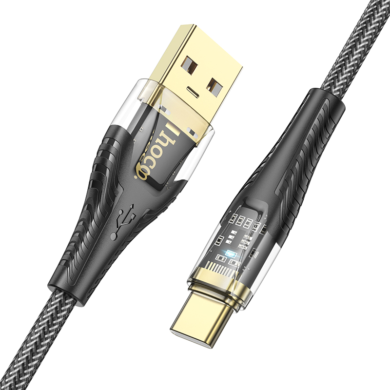 Кабель USB HOCO U121 Gold USB - Type-C, 3A, 1.2 м, черный фото