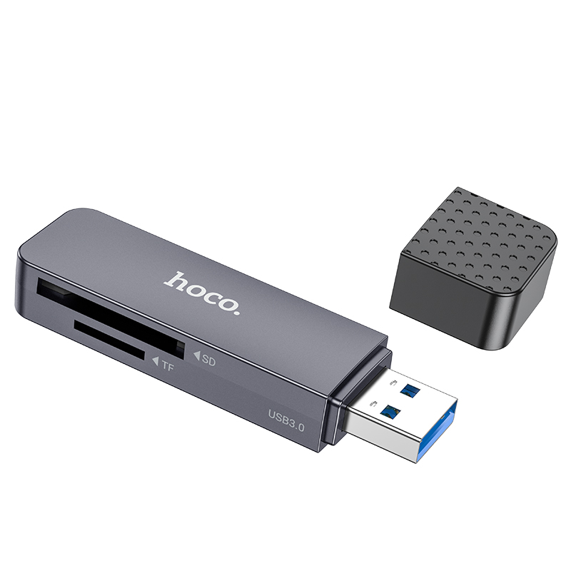 Переходник/Адаптер HOCO HB45 Spirit 2 в 1 USB2.0 (m) - TF/SD, черный фото