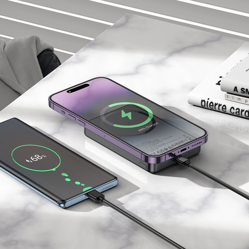 Портативный аккумулятор HOCO Q34 Clever, с беспроводной зарядкой, 20W, 10000 мА⋅ч, золотой фото