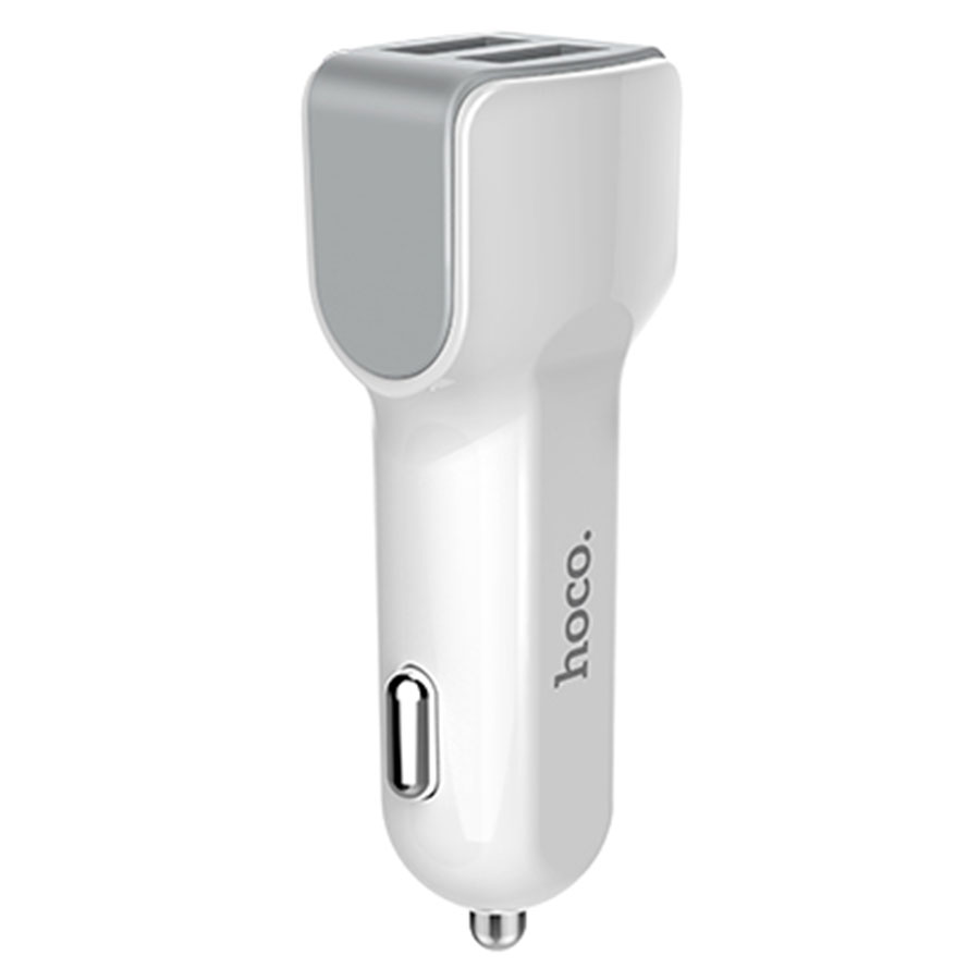 Автомобильное зарядное устройство HOCO Z23 grand style, 2xUSB с Кабелем USB - Lightning, 2.4A, 12W, белый фото