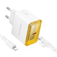 Сетевое зарядное устройство BOROFONE BAS31A Treasure 1xUSB-C с Кабелем Type-C - Lightning, 35W, белый фото