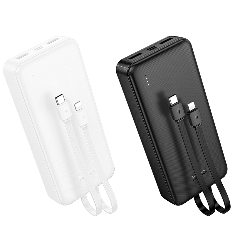 Портативный аккумулятор HOCO J118A Speed, встроенный кабель Lightning + Type-C, 20000 мА⋅ч, черный фото