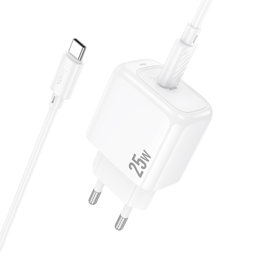 Сетевое зарядное устройство HOCO CS53A Surplus 1xUSB-C с Кабелем Type-C - Type-C, 25W, белый фото