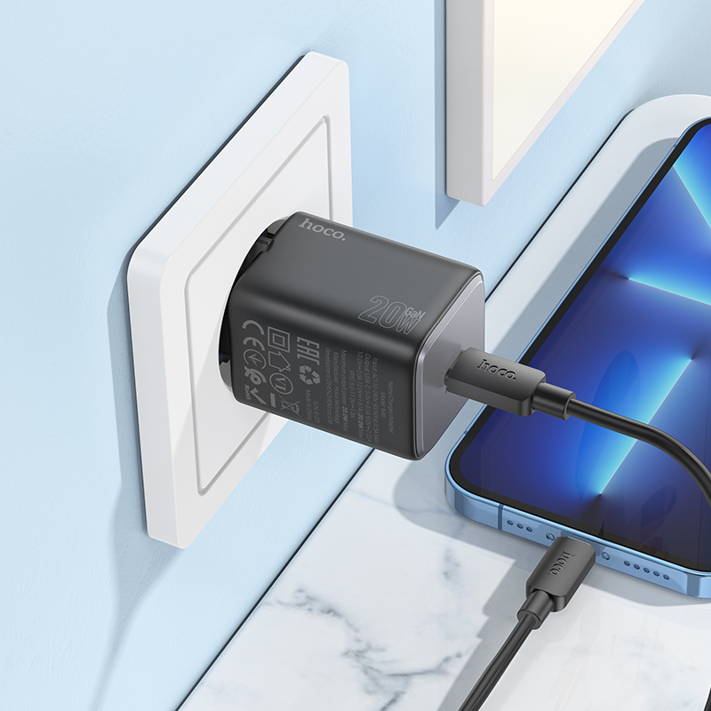 Сетевое зарядное устройство HOCO N40 Mighty 1xUSB-C, 20W, черный фото