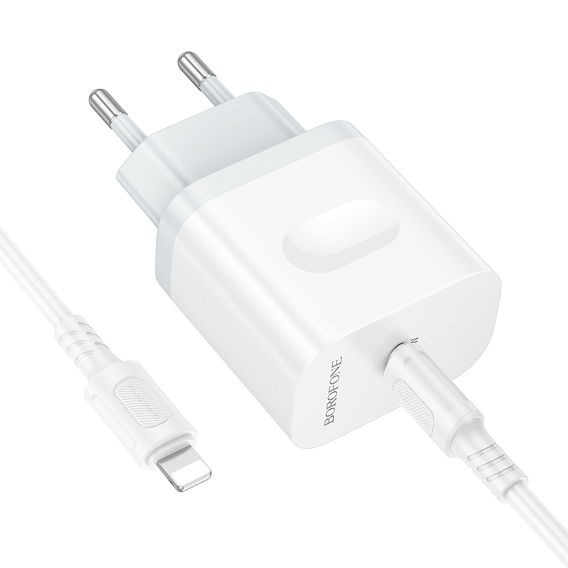 Сетевое зарядное устройство BOROFONE BA99A Breeze 1xUSB-C с Кабелем Type-C - Lightning, 20W, белый фото
