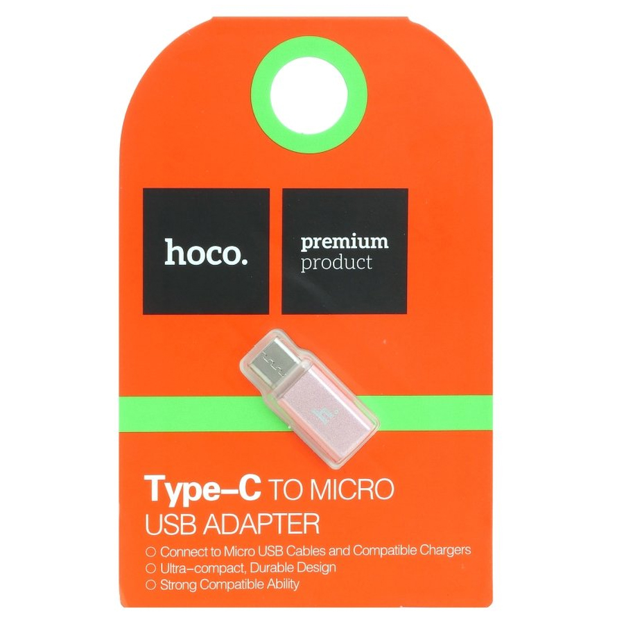Переходник/Адаптер HOCO Type-C (m) - MicroUSB (f), розовое золото фото