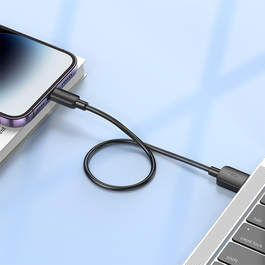 Кабель USB HOCO X96 Hyper USB - Lightning, 2.4А, 25 см, черный фото