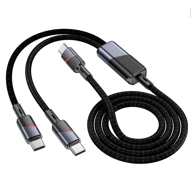 Кабель USB-C HOCO U139 2 в 1 Type-C - 2xType-C, 5A, 100W, 1.2 м, черный фото
