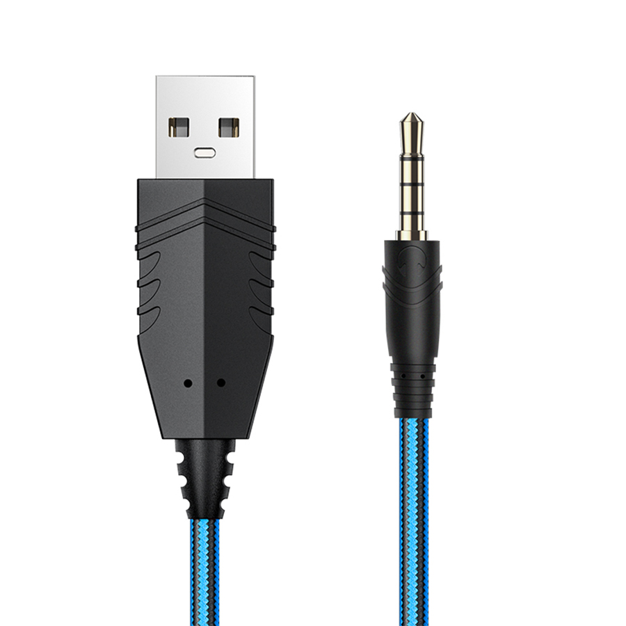 Проводные наушники HOCO W102 Cool tour gaming, USB+Jack 3.5mm, 2 м, синий фото