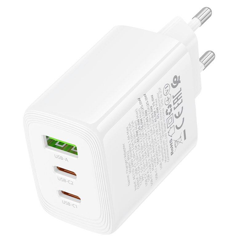 Сетевое зарядное устройство BOROFONE BN32 Cargador 1xUSB + 2xUSB-C, 65W, белый фото
