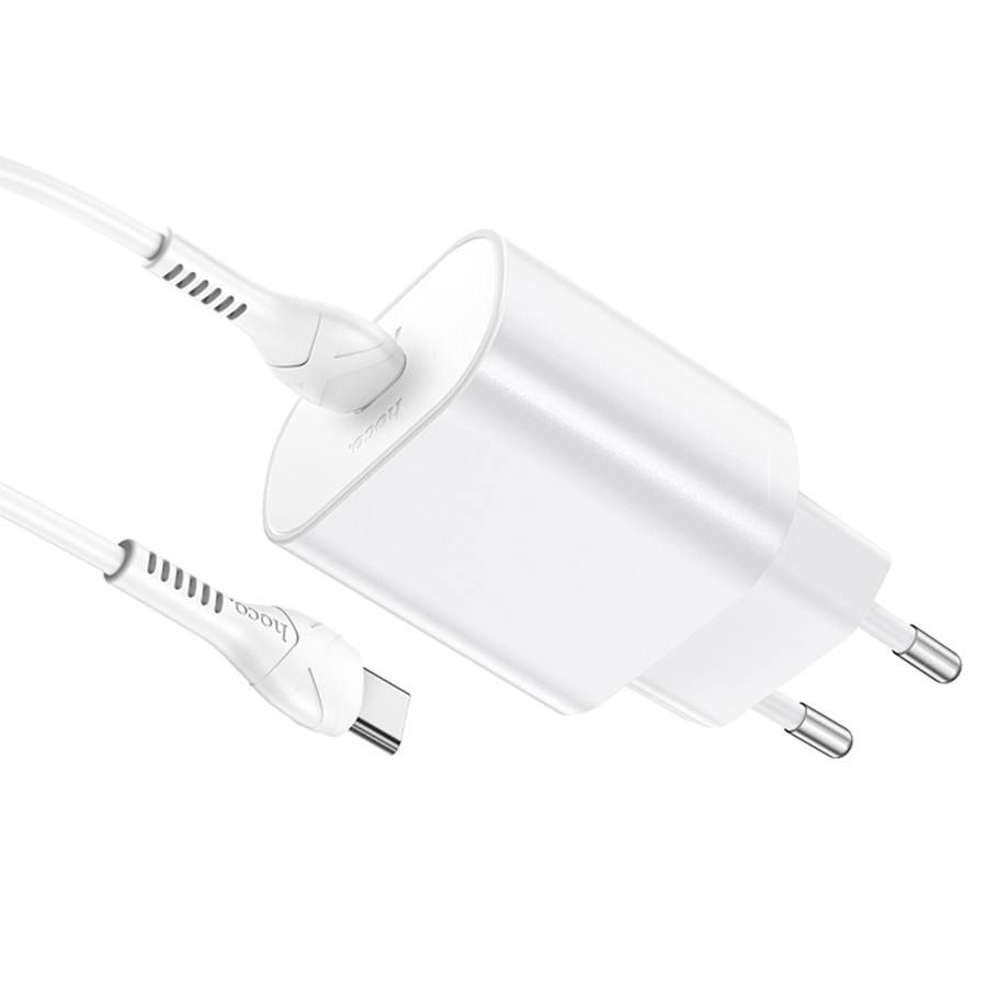 Сетевое зарядное устройство HOCO N22 Jetta 1xUSB-C с Кабелем Type-C - Type-C, 25W, белый фото
