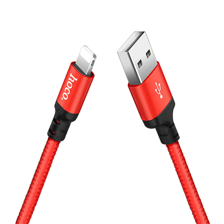 Кабель USB HOCO X14 Times speed USB - Lightning, 2А, 2 м, красный+черный фото