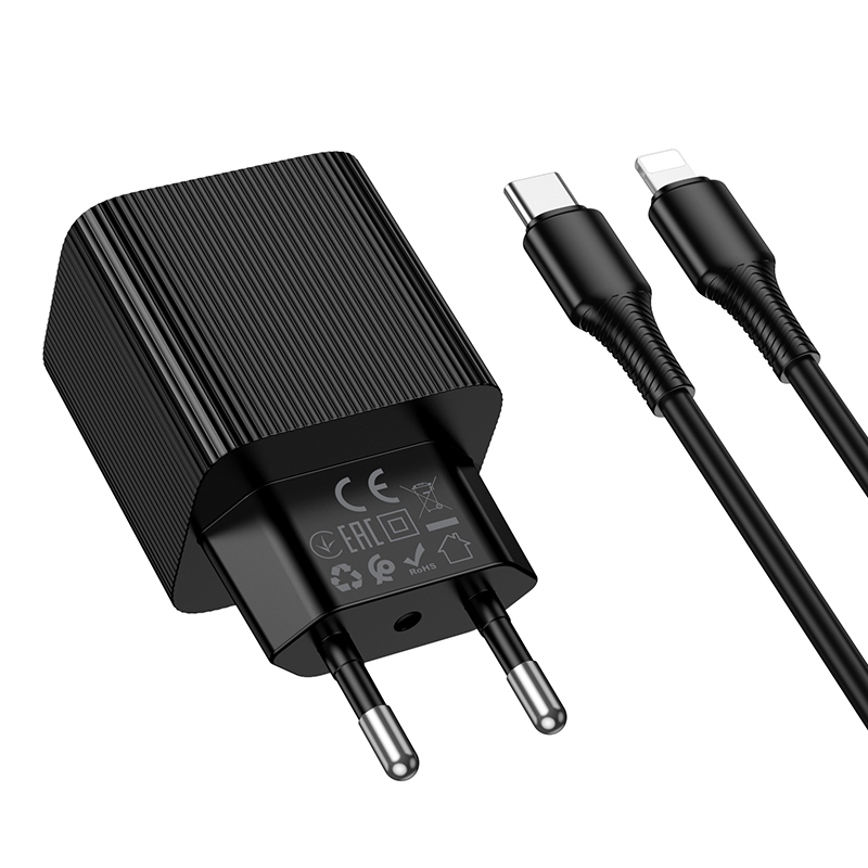 Сетевое зарядное устройство HOCO CS82A Excellent 1xUSB-C с Кабелем Type-C - Lightning, 20W, черный фото