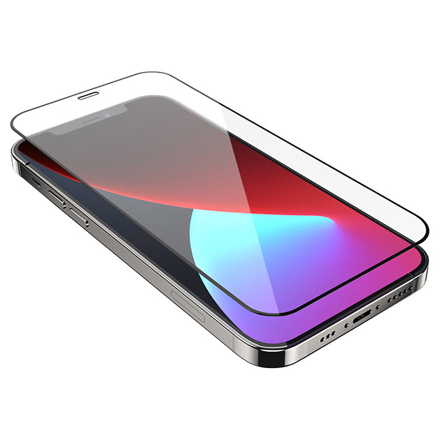 Защитное стекло HOCO A12 для iPhone 12 Pro Max 6.7", Full Glue 3D, прозрачный+черная рамка фото