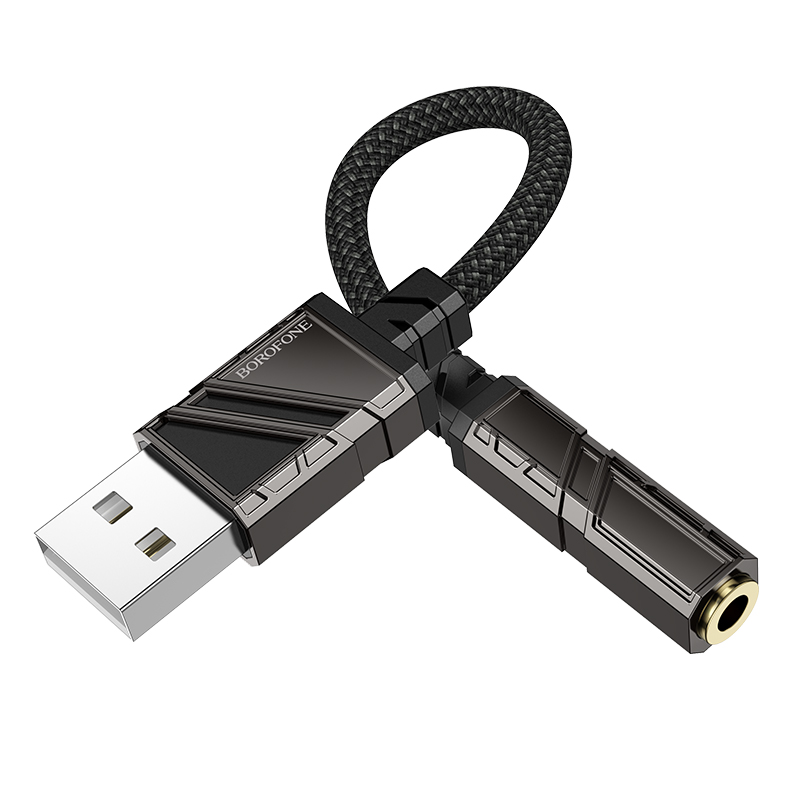 Переходник/Адаптер BOROFONE BV23 Dignity USB2.0 (m) - Jack 3,5 (f), 15 см, черный фото