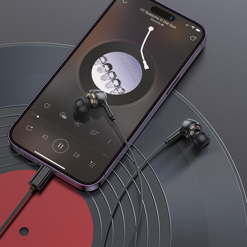 Проводные наушники BOROFONE BM90 Miller, Lightning, 1.2 м, черный фото