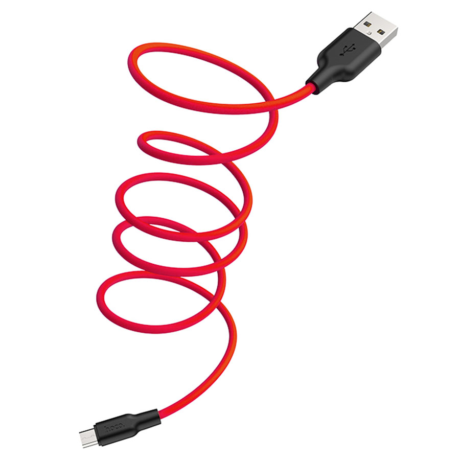 Кабель USB HOCO X21 Plus Silicone USB - MicroUSB, 2.4А, 1 м, красный+черный фото