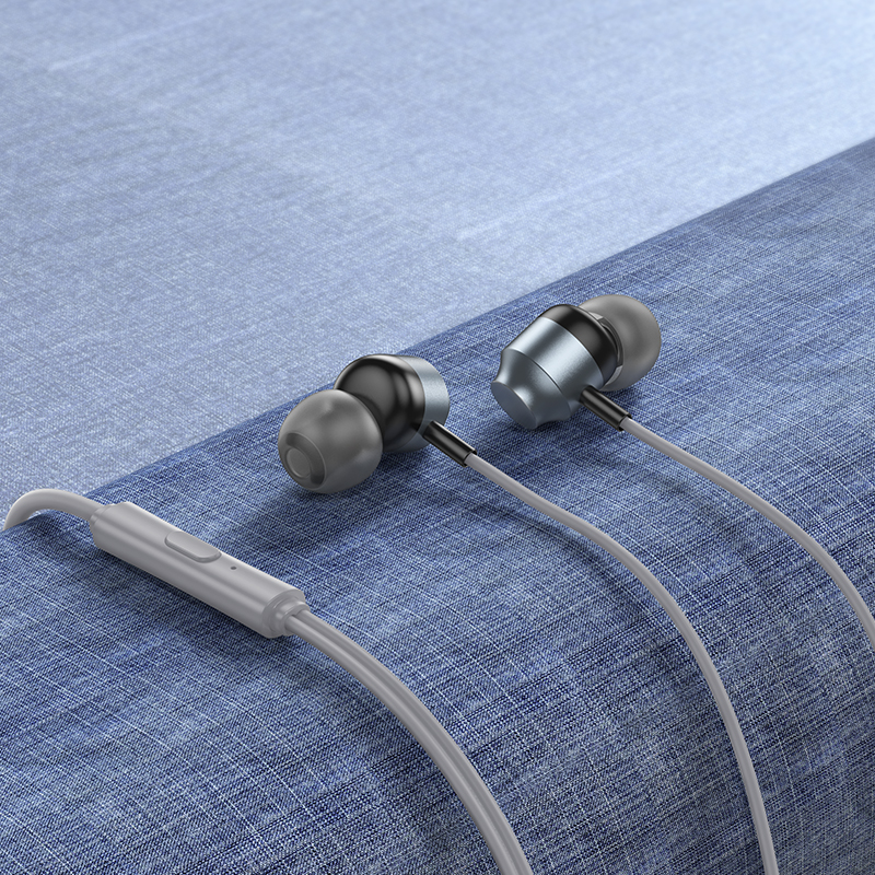 Проводные наушники HOCO M122 Power, Jack 3.5mm, 1.2 м, серый металлик фото