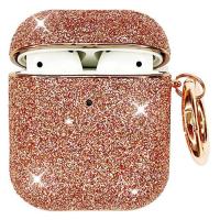 Чехол пластиковый Kingxbar со шнурком для Airpods 2, персиковые стразы (40) фото