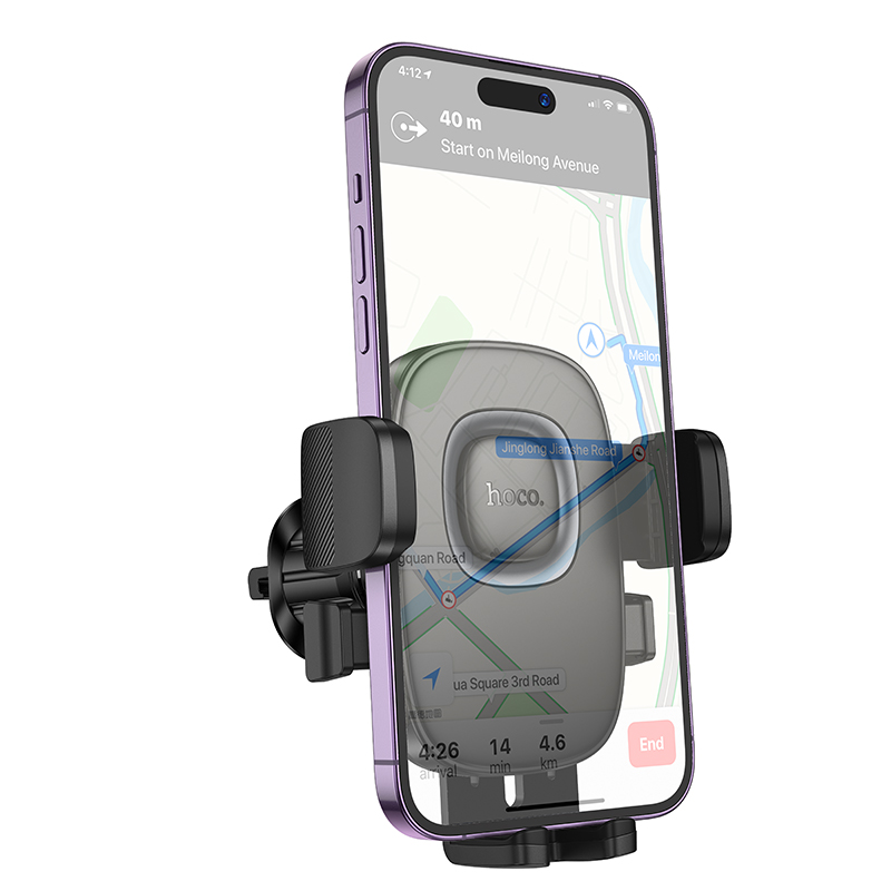 Автомобильный держатель HOCO H75 Crown, зажимной, на воздуховод, черный+серый металлик фото