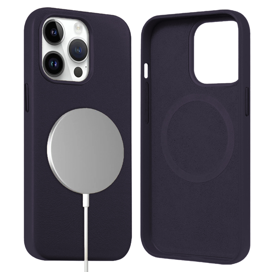 Чехол Leather Case MagSafe для iPhone 14 Pro 6.1", темно-синий (3) фото