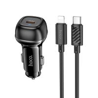 Автомобильное зарядное устройство HOCO Z58 Rank, 1xUSB-C с Кабелем Type-C - Lightning, 30W, черный фото