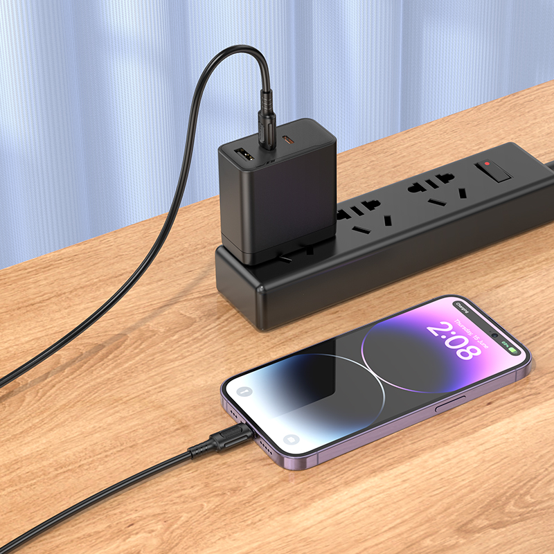 Кабель USB-C BOROFONE BX111 Feliz Type-C - Lightning, 27W, 1 м, черный фото