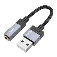 Переходник/Адаптер HOCO UPA32D Clever USB (m) - Jack 3,5 (f), 15 см, черный фото
