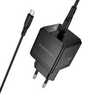Сетевое зарядное устройство BOROFONE BN18 Intenso 1xUSB-C с Кабелем Type-C - Type-C, 20W, черный фото