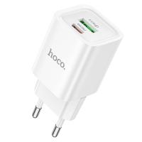 Сетевое зарядное устройство HOCO C149A Charm 1xUSB + 1xUSB-C, 3A, 30W, белый фото