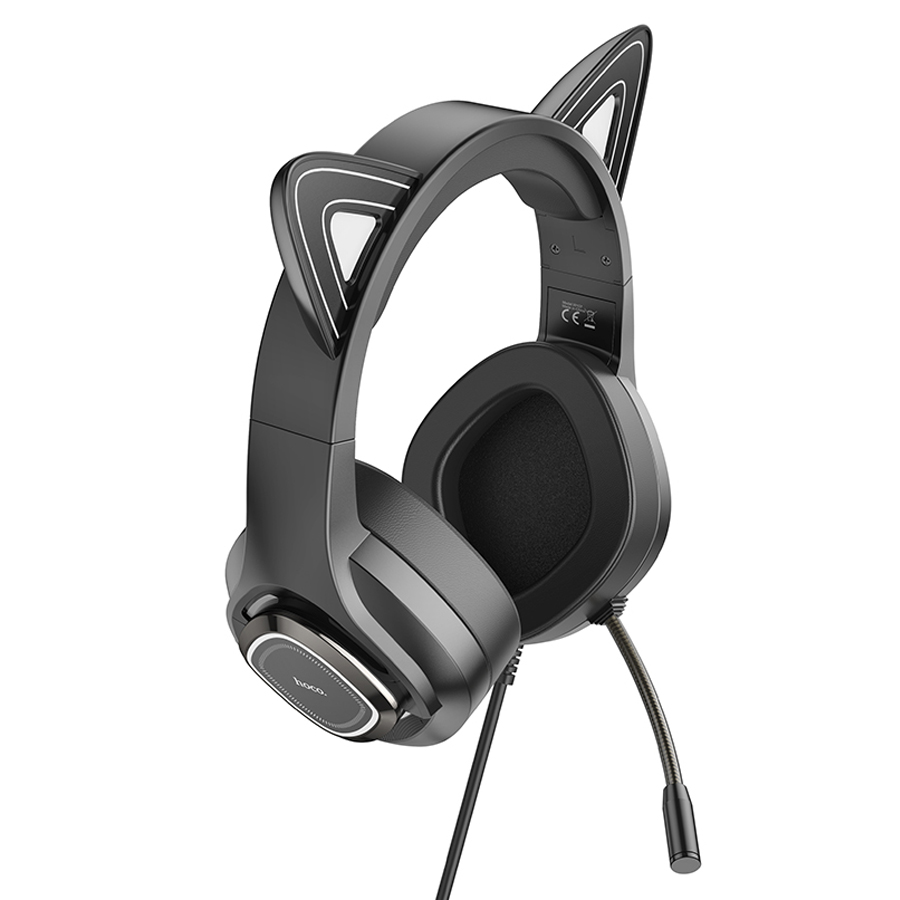 Проводные наушники HOCO W107 Cute cat, USB+Jack 3.5mm, 2 м, phantom cat фото