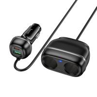 Автомобильное зарядное устройство HOCO Z59 Rank, 1xUSB + 1xUSB-C + 2 прикуриватель, 240W, черный фото