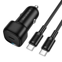 Автомобильное зарядное устройство BOROFONE BZ34A Cloud, 1xUSB-C с Кабелем Type-C - Type-C, 20W, черный фото