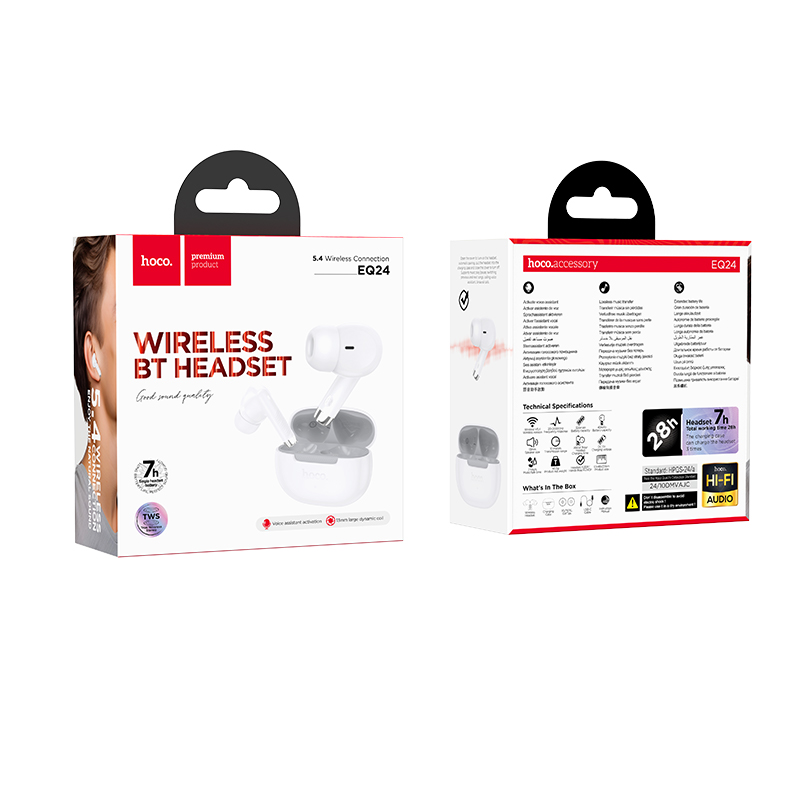Беспроводные наушники TWS HOCO EQ24 Estrella, Bluetooth 5.4, белый фото