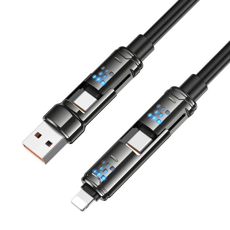 Кабель USB-C HOCO U143 Joy 4 в 1 USB/Type-C - Type-C + Lightning, 5A, 240W, 1.2 м, черный фото