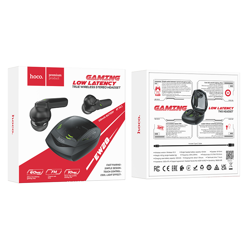 Беспроводные наушники TWS HOCO EW28 Magic, Bluetooth 5.3, черный фото